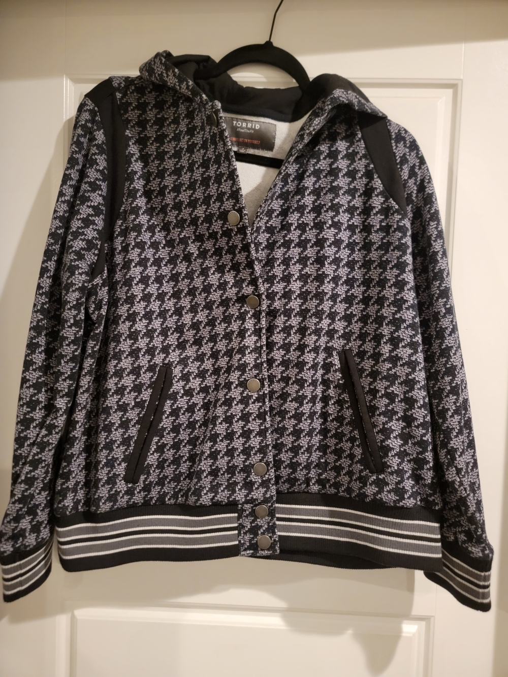 Torrid Houndstooth Varsity Hooded Jacket